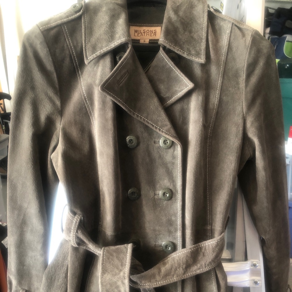 Wilson Leather SUEDE Ladies Short Trench Style